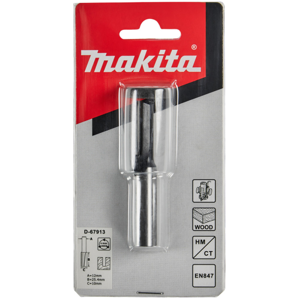 Фреза Makita пазовая с 2 кромками 10*25,4*12*70*2Т      D-67913