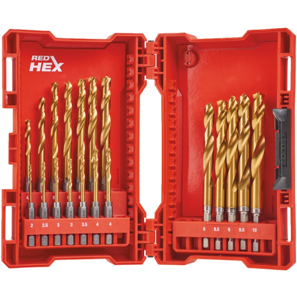 Набор сверл Milwaukee RedHEX HSS-G TiN по металлу 19шт