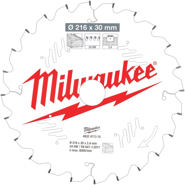 Диск п/п Milwaukee 216*30*24 мм  дерево