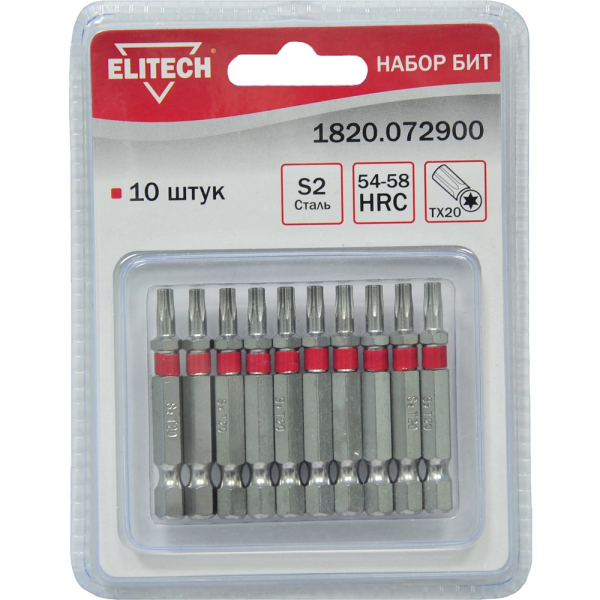 Набор бит ELITECH TORX 20*50мм 10шт   1820.072900
