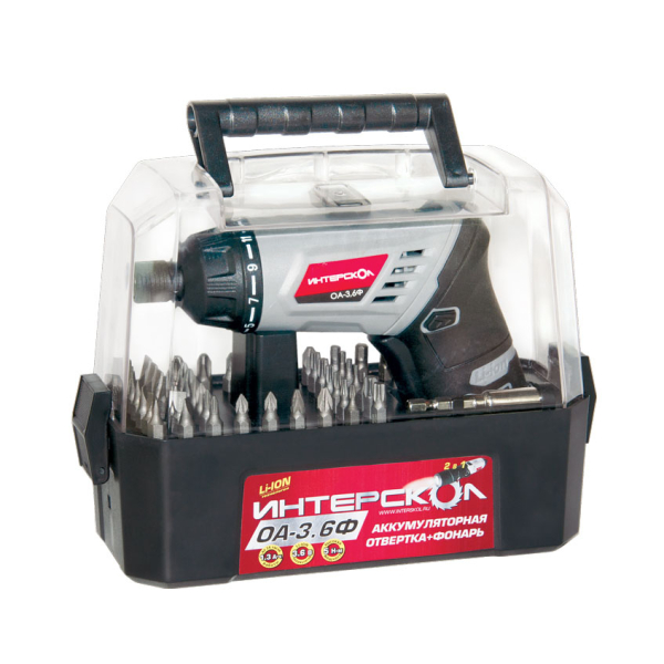 Отвертка аккумуляторная Интерскол ОА-3,6Ф Li-ion Кейс МС