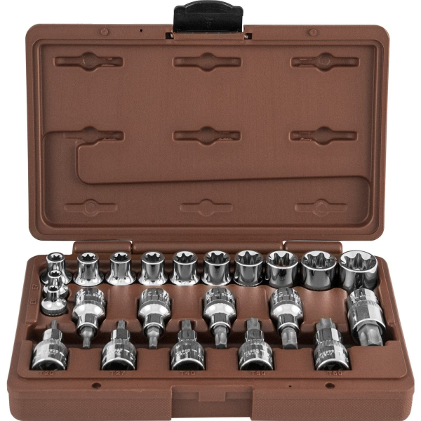 Набор торцевых головок OMBRA внешних "TORX" и насадок с вставками-битами, 22 предмета  953222