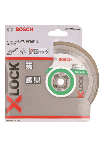 Диск алмазный BOSCH X-LOCK Standard for Ceramic 125*1,6*22.2 сплошной     2.608.615.138