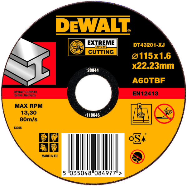 Диск абразивный DEWALT EXTREME 115*1,6*22.2 металл DT 43201