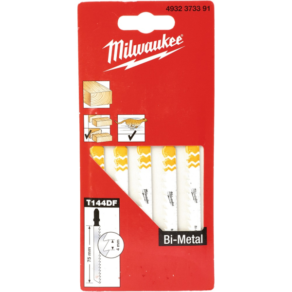 Пилочки Milwaukee для лобзика T144DF Bi-Metal 75 мм 5 шт