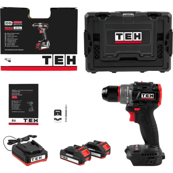 Дрель аккумуляторная 20V TEH TDBL420-2B