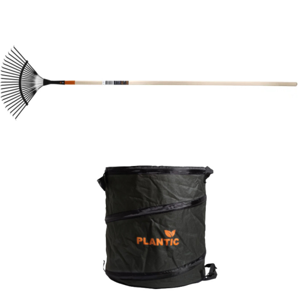Промонабор грабли веерные Plantic Terra + Универсальный садовый мешок Plantic (S) 58л.