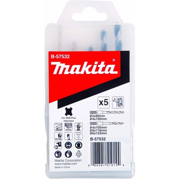 Набор сверл Makita по дереву и металлу 5 шт   B-57532