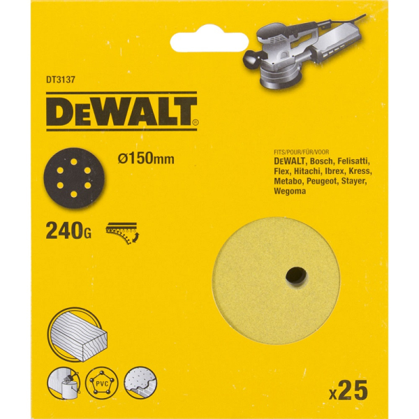 Шкурка ОШМ DEWALT  d 150  DT  3137  XM   Р-240   DT3137-QZ