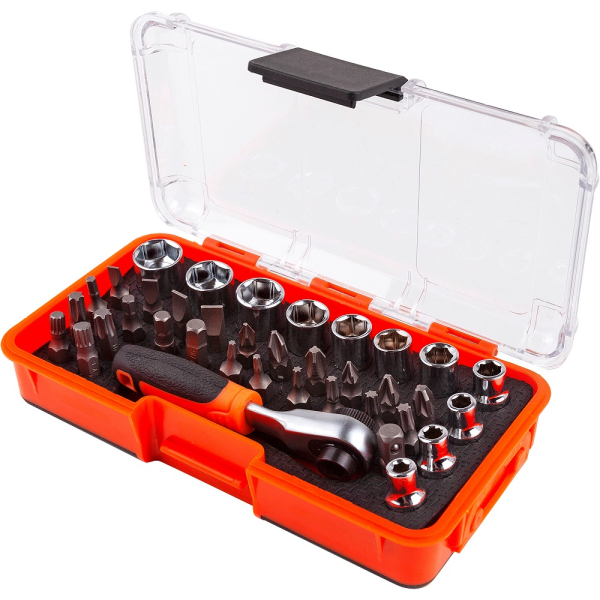 Набор бит и головок AV Steel 37 предметов 1/4"  AV-071037