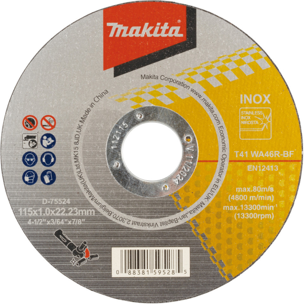 Диск абразивный Makita 115*1,0*22.2 нержавейка   D-75524