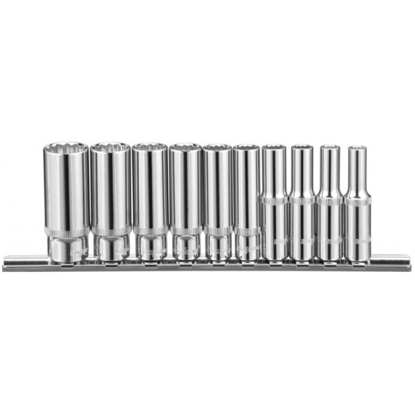 Набор торцевых глубоких головок OMBRA 12-гранных 1/4"DR на держателе, SAE 3/16"--9/16", 10 предметов