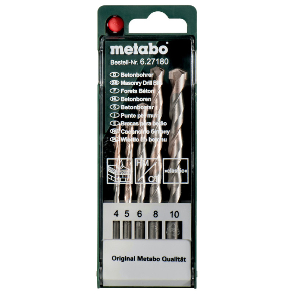 Набор сверл Metabo HM по бетону 5 шт   (27180)