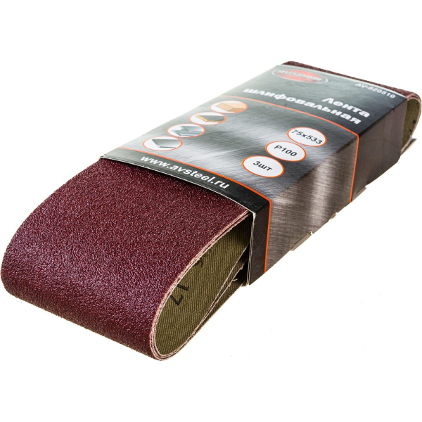 Лента шлифовальная AV Steel 75х533мм Р100 3шт  AV-820510