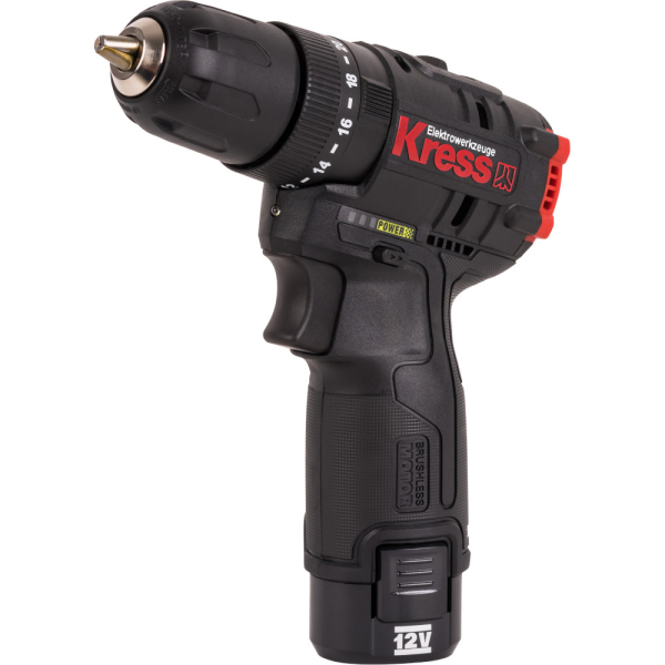 Дрель аккумуляторная KRESS KUC12 12V 2.0Ач х2, ЗУ 1,5А кейс