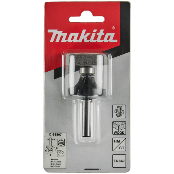 Фреза Makita кромочная калевочная 9,5R 31,8*16,7*8*60*2Т      D-68507
