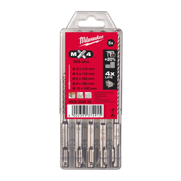 Набор буров Milwaukee SDS+ MX4 5шт