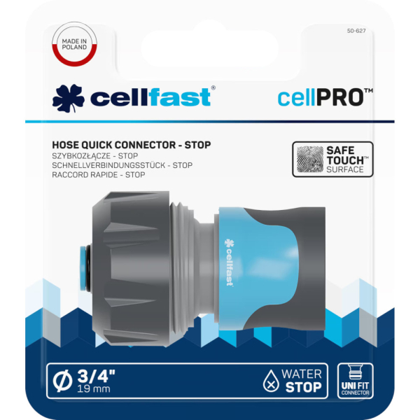 Коннектор CELLFAST SAFETOUCH IDEALLINE с аквастопом 3/4''