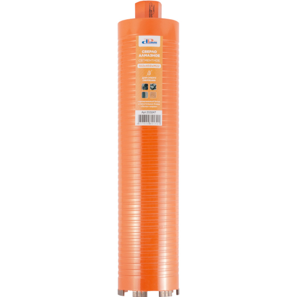 Сверло алмазное сухое DIAM ProfiDiam 102x450x7хM22 по бетону   310247