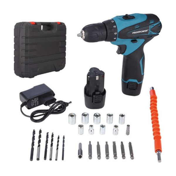 Дрель-шуруповерт аккумуляторная PROFIPOWER MK-12BT с набором