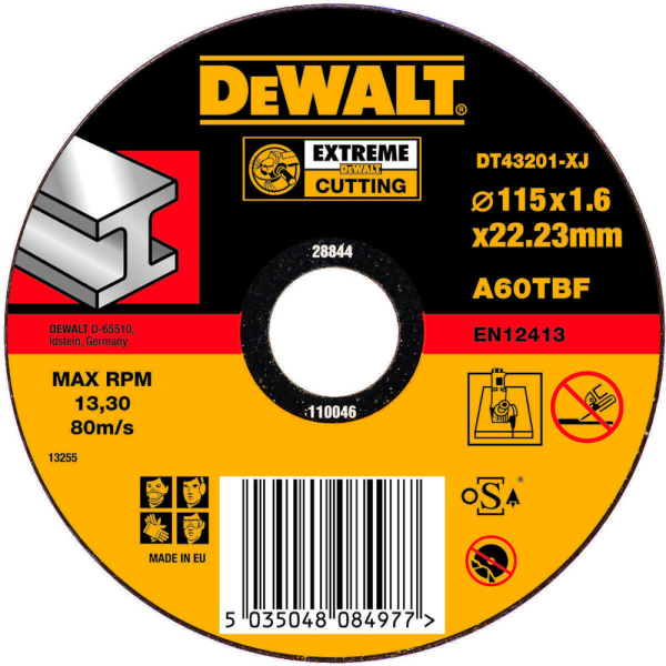 Диск абразивный DEWALT EXTREME 115*1,6*22.2 металл DT 43201