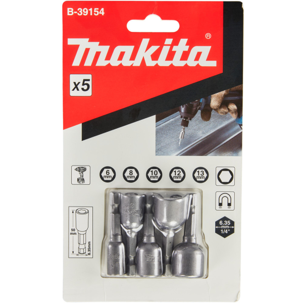 Набор торцевых магнитных головок Makita (5шт.)     B-39154