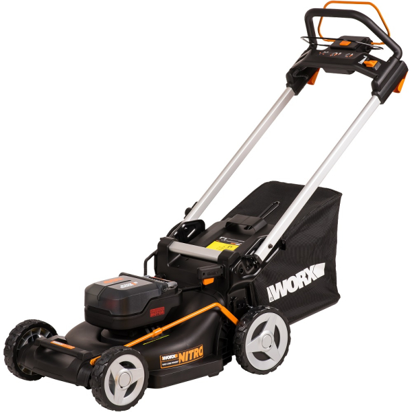 Газонокосилка WORX WG749E 40В, 4Ач х2, ЗУ 2А х2 аккумуляторная самоходная