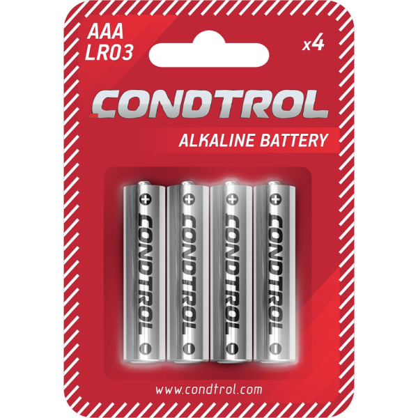 Батарейки щелочные CONDTROL AAA LR03 4 шт.   7-1-041