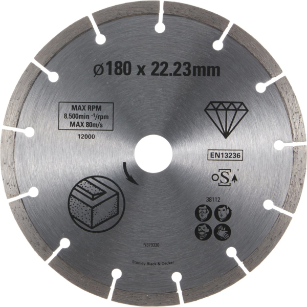 Диск алмазный STANLEY FatMax  180*22,2 сегмент   STA38112