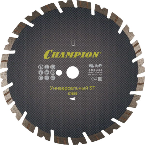 Диск алмазный CHAMPION Fast Gripper ST универсал 300*25.4 мм сегмент   C1619