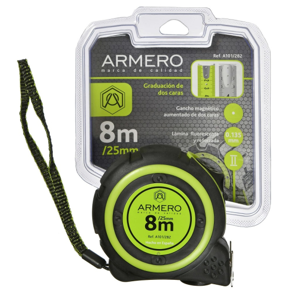 Рулетка ARMERO с двумя фиксаторами 8м*25мм     A101/282