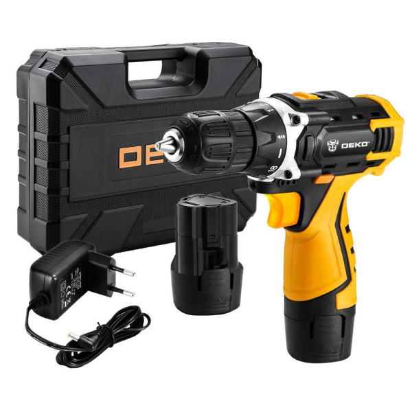 Дрель аккумуляторная DEKO DKCD 12 FU-Li 12v 2*2.0Ah Li-Ion + набор   063-4094