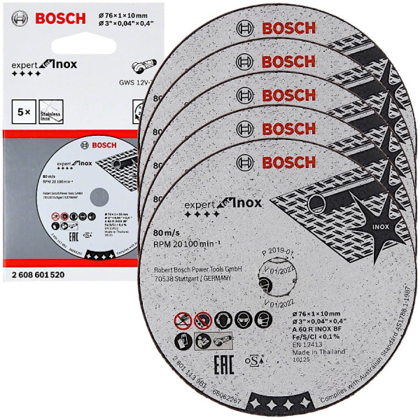 Диск абразивный BOSCH 76*10*1,0 нержавейка     2.608.601.520