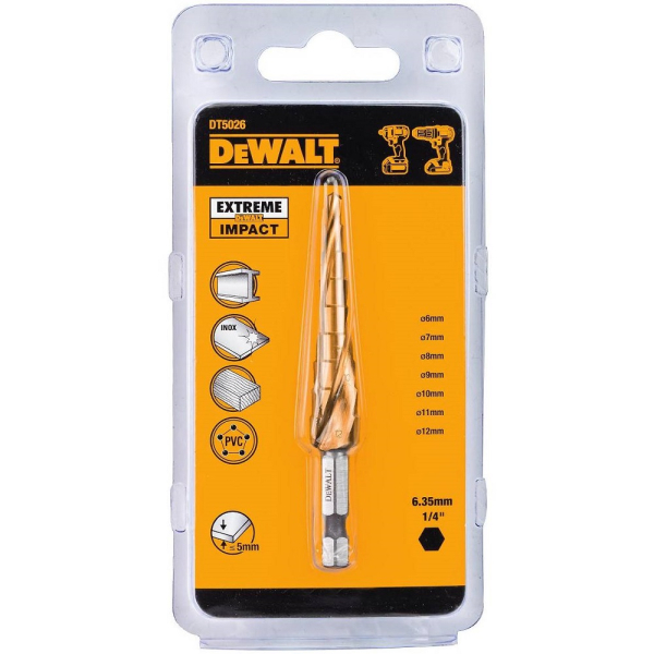 Сверло DEWALT по металлу  4-12 мм ступенчатое   DT 5026 (1шт в упак)