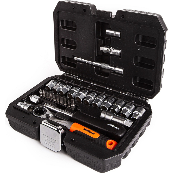 Набор проходных головок AV Steel 29 предметов 1/4"  AV-011029