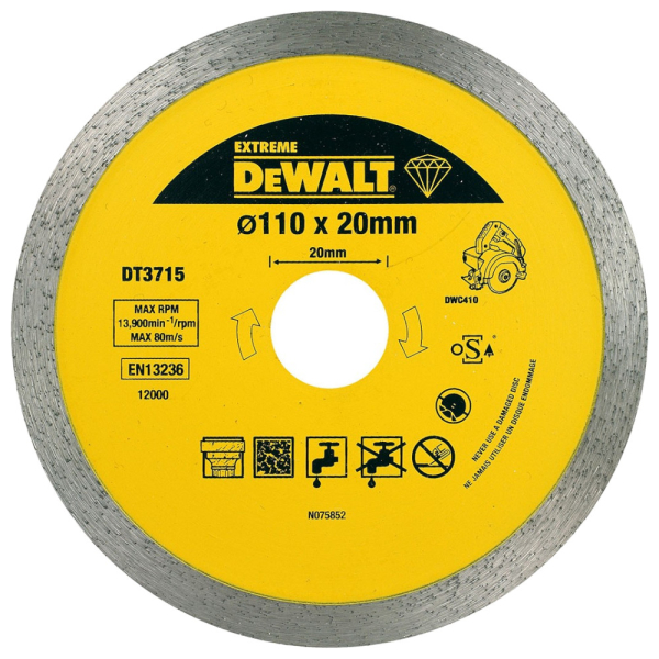 Диск алмазный DEWALT DT 3715 110*20,0 мм сплошной