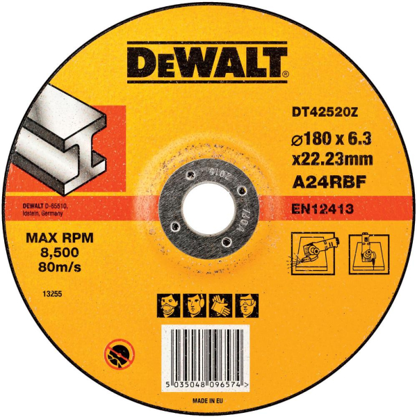 Диск абразивный DEWALT INDUSTRIAL 180*6,3*22.2 металл DT 42520Z