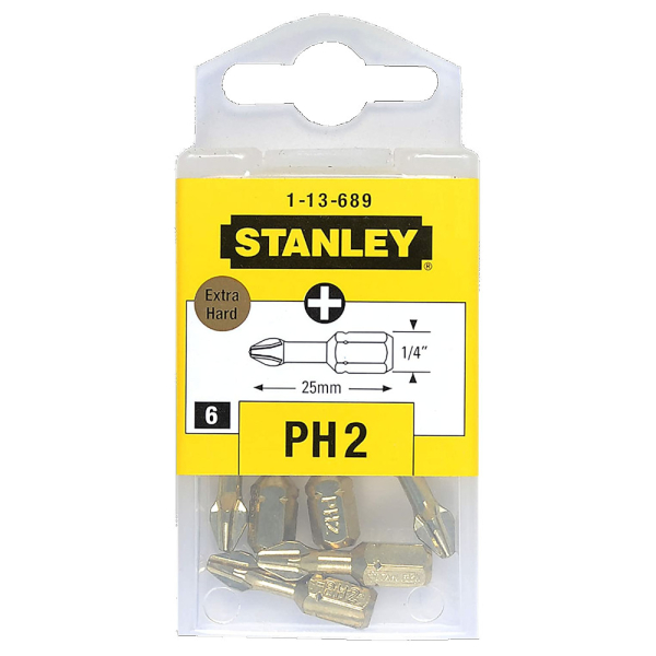 Вставка STANLEY с шестигр. хвостовиком 1/4"х25мм (упак. 6 шт.)     1-13-689