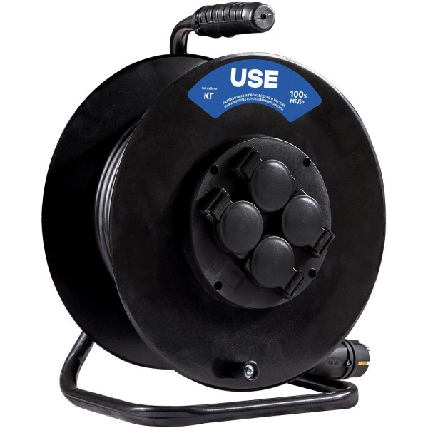 Удлинитель силовой USE КГ 3500 Вт 50м на металлической катушке IP 44 с заземлением   USE303-046
