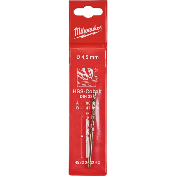 Сверло Milwaukee HSS-CO по металлу 4,5 мм