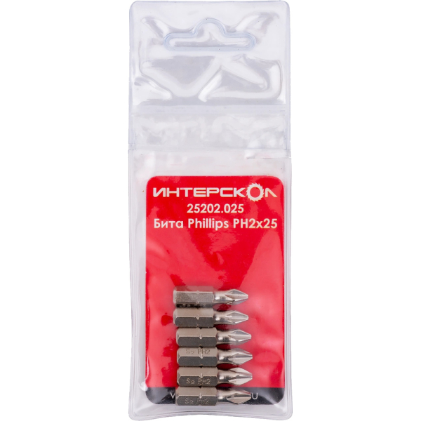 Бита Интерскол Phillips PH2х25 (6шт)   25202.025