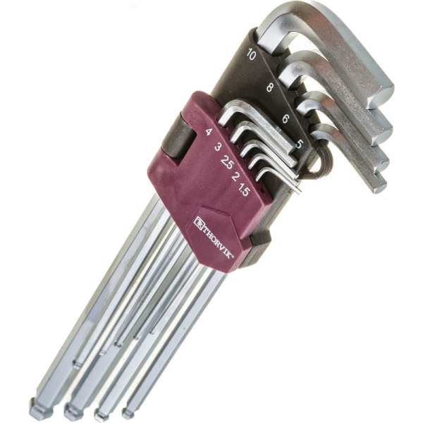 Набор ключей THORVIK торцевых шестигранных, H1.5-H10, 9 предметов   HKLB9S