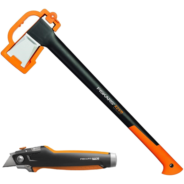 Набор Fiskars: Топор Х25 + Нож строительный CarbonMax