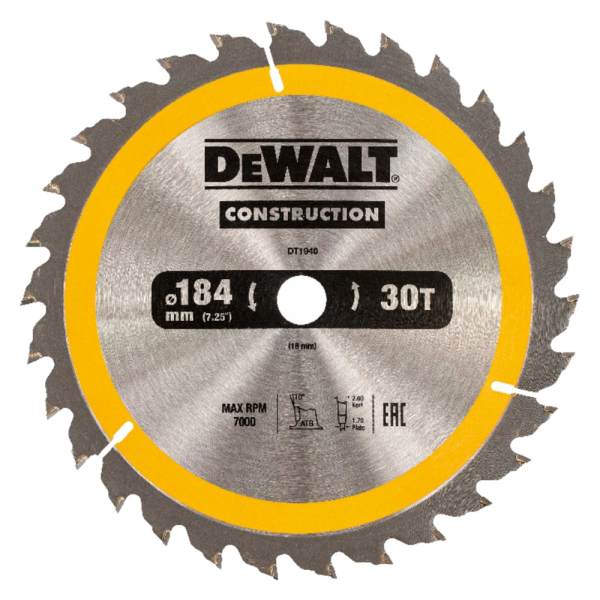 Диск п/п DEWALT DT 1940   184*16*30
