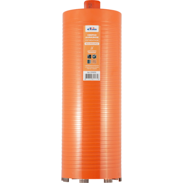 Сверло алмазное сухое DIAM ProfiDiam 162x450x8хM22 по бетону   310252
