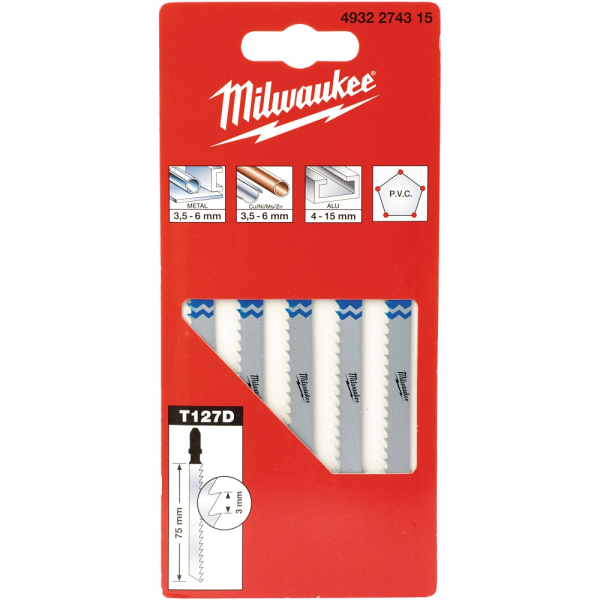 Пилочки Milwaukee для лобзика T127D 75 мм 5 шт