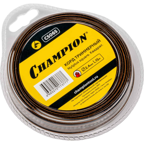 Леска CHAMPION Nylplus Square 2,4*15 м (квадрат)   C5065