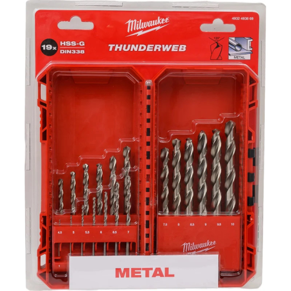 Набор сверл Milwaukee THUNDERWEB HSS-G по металлу 19шт