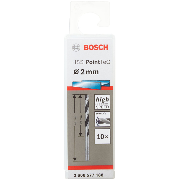 Сверло BOSCH PointTeQ 2.0*49 по металлу спиральное 10шт     2.608.577.188