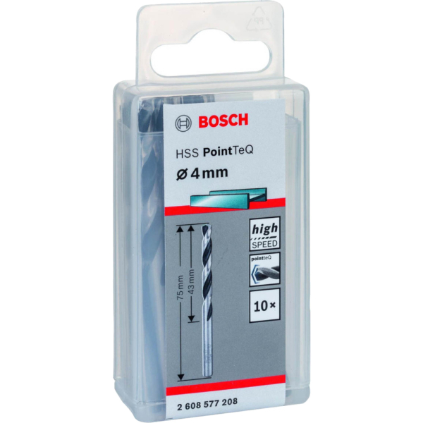 Сверло BOSCH PointTeQ 4.0*75 по металлу спиральное 10шт     2.608.577.208